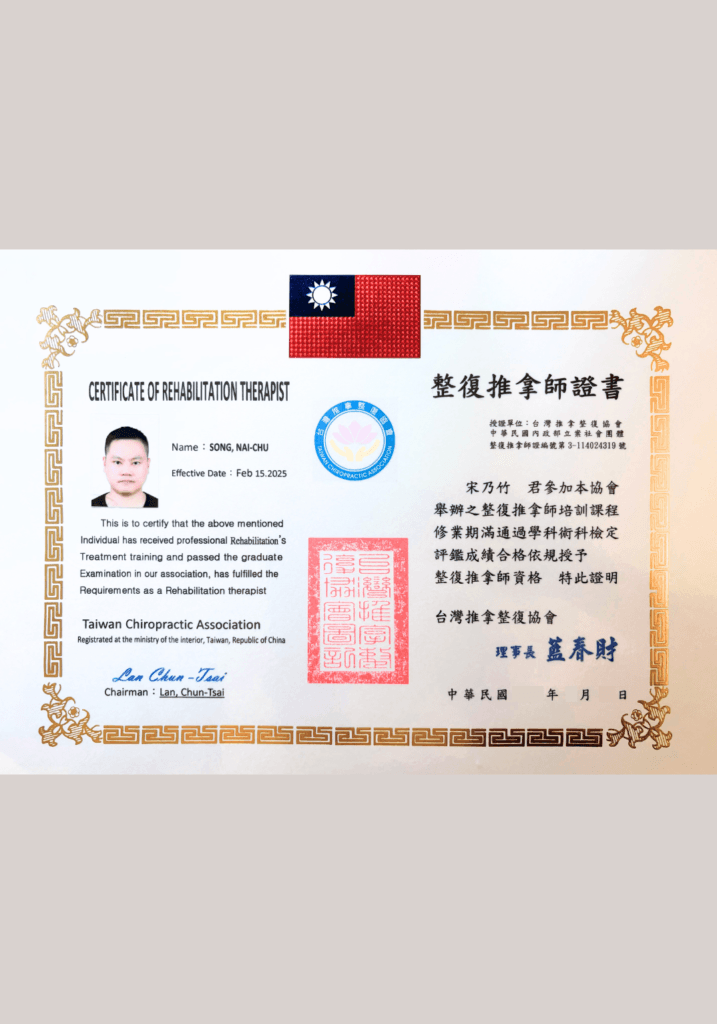 0 新版 首頁 20 台灣整復推拿師證書